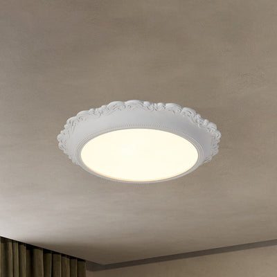 Contemporary Scandinavian Round Acrylic Resin Iron LED Flush Mount Ceiling Light For Bedroom