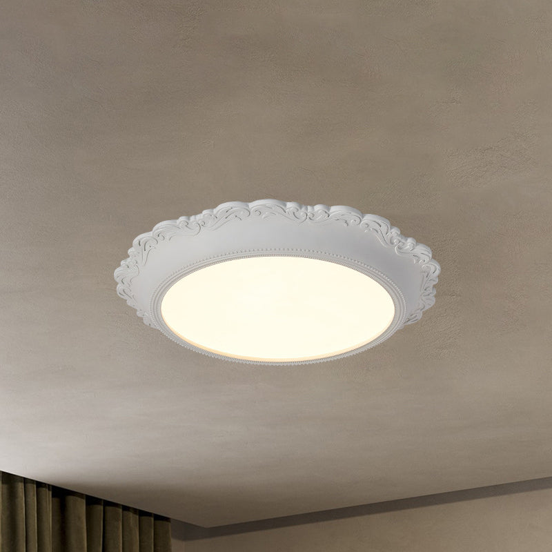 Contemporary Scandinavian Round Acrylic Resin Iron LED Flush Mount Ceiling Light For Bedroom