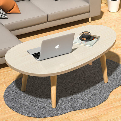 Modern Minimalist Teardrop Oval Artificial Panel Solid Wood Coffee Table For Living Room