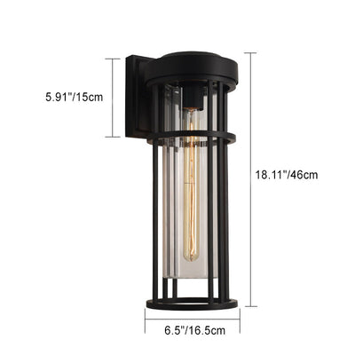 Contemporary Simplicity Aluminum Glass Cylinder 1-Light Outdoor Wall Sconce Lamp For Garden