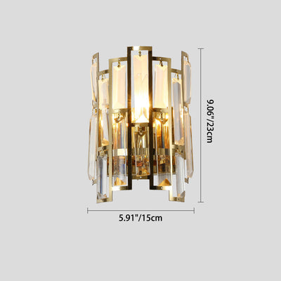 Modern Luxury Stainless Steel Crystal Multiple Rectangular 1/2 Light Wall Sconce Lamp For Living Room