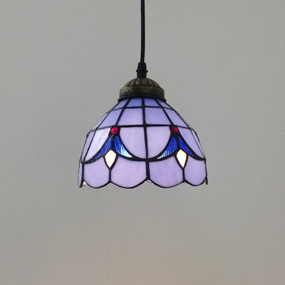 Traditional Tiffany Half Round Glass 1-Light Pendant Light For Bedroom