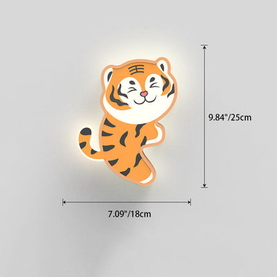 Contemporary Nordic Cartoon Rabbit Tiger Acrylic Design Iron LED Wall Sconce Lamp For Living Room