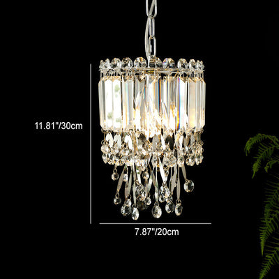 Modern Luxury Cylinder Stainless Steel Crystal 1/3 Light Chandelier For Living Room