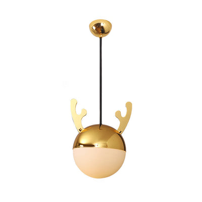 Contemporary Creative Cartoon Animal Iron Glass Ball 1-Light Pendant Light For Living Room