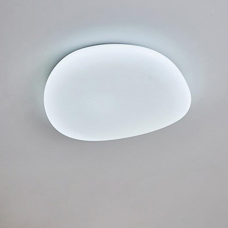 Modern Minimalist Pebble Shape Acrylic Hardware LED Flush Mount Ceiling Light For Bedroom