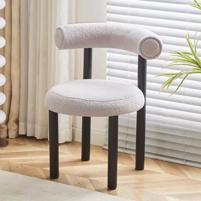 Contemporary Nordic Round Lambswool Metal Vanity Stool Backrest For Bedroom