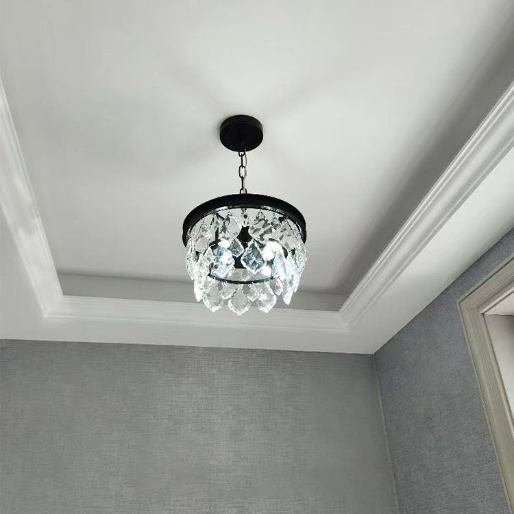 Contemporary Scandinavian Crystal Pendant Round Crystal Iron 4/5/9/12 Light Chandelier For Bedroom