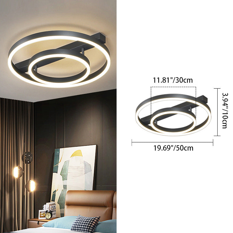 Modern Minimalist Geometric Square Circle Aluminum Line LED Flush Mount Ceiling Light For Living Room