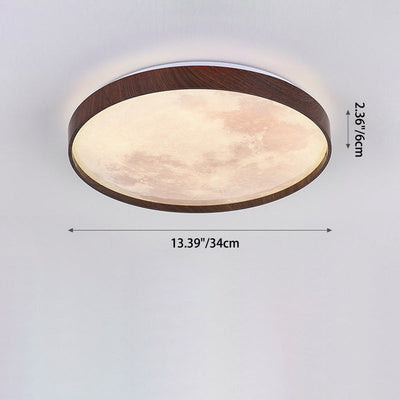 Contemporary Scandinavian Iron Plastic Round Moon LED Flush Mount Ceiling Light For Living Room