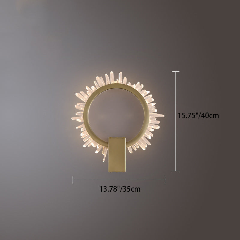 Contemporary Luxury Stainless Steel Crystal Sunflower Design LED Wall Sconce Lamp For Living Room