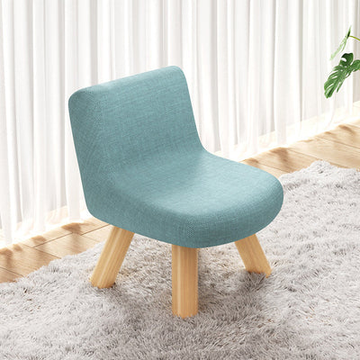 Modern Minimalist Square Linen Solid Wood Chair Backrest Armless For Living Room