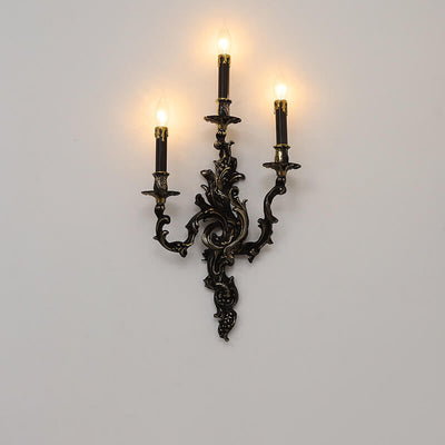 Chandelier traditionnel français en cuivre noir, applique murale à 3 lumières pour le salon 