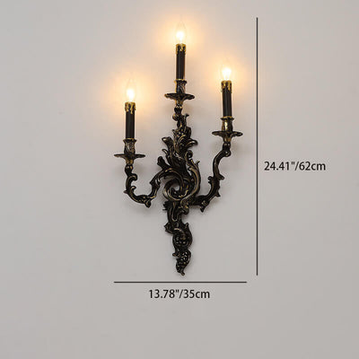 Chandelier traditionnel français en cuivre noir, applique murale à 3 lumières pour le salon 