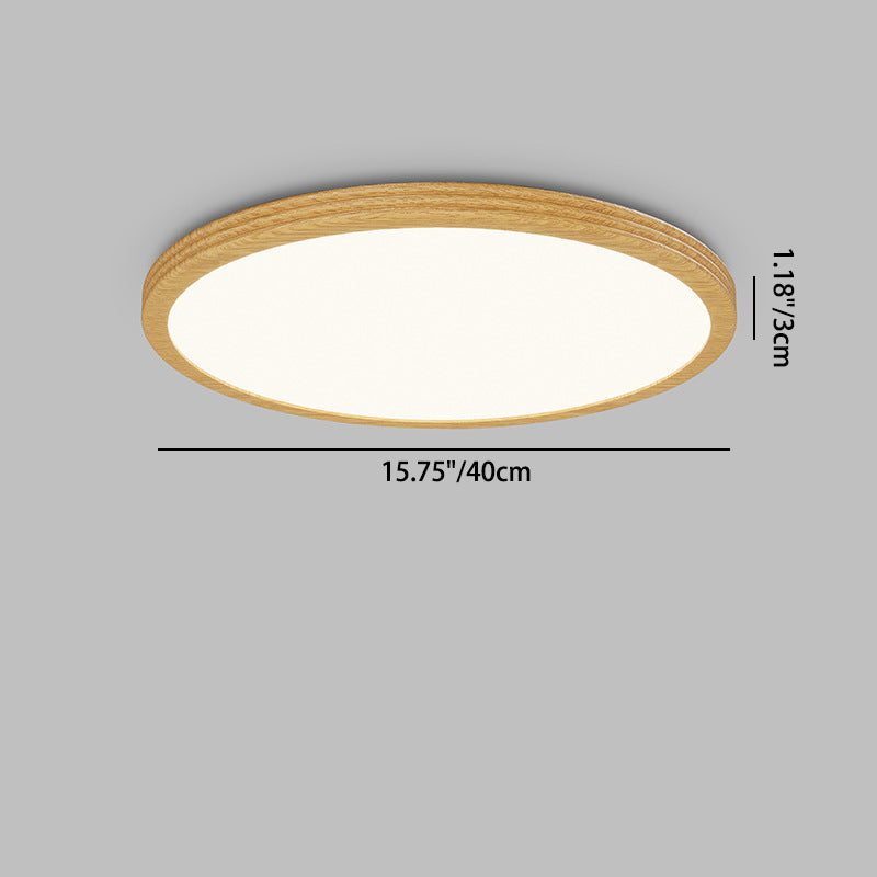 Modern Minimalist Multi-Layer Round Original Wood Grain Iron Aluminum Acrylic LED Flush Mount Ceiling Light For Bedroom