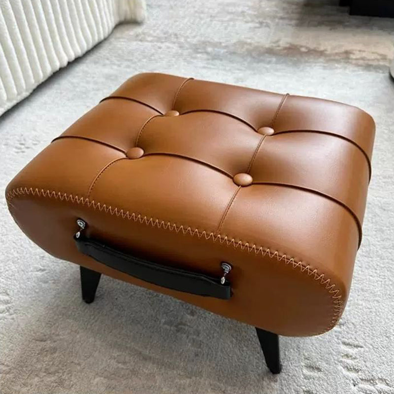 Modern Luxury Square Leather Sponge Upholstered Portable Footstool Backless Armless For Entryways