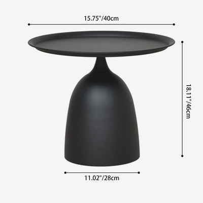 Modern Minimalist Round Cylinder Base Iron End Table 1-Tray For Living Room