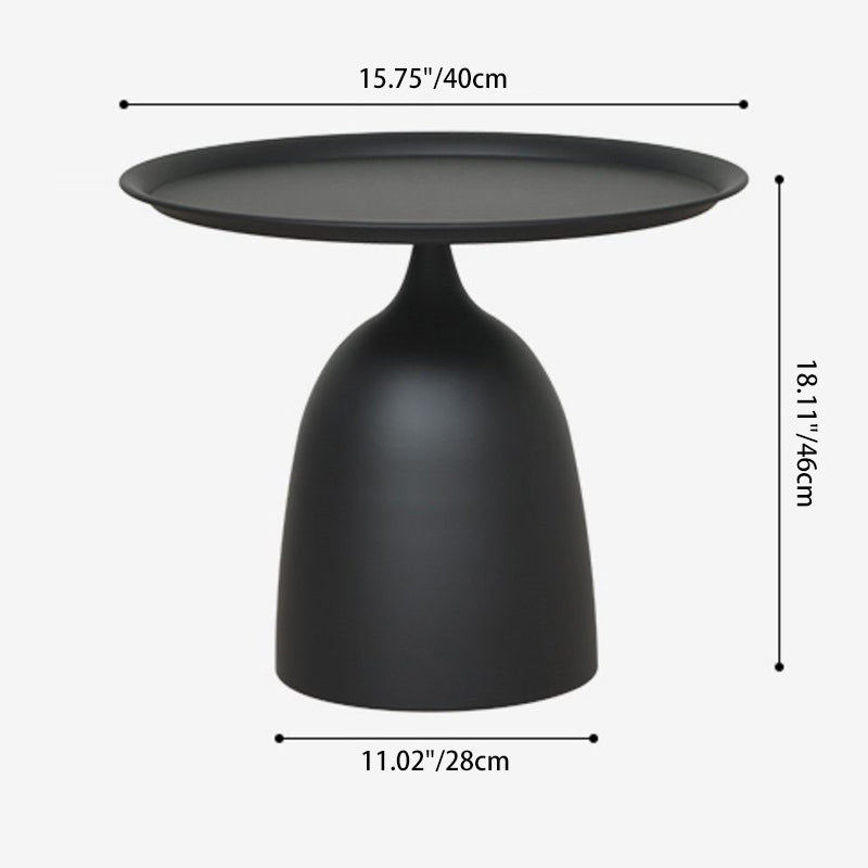 Modern Minimalist Round Cylinder Base Iron End Table 1-Tray For Living Room