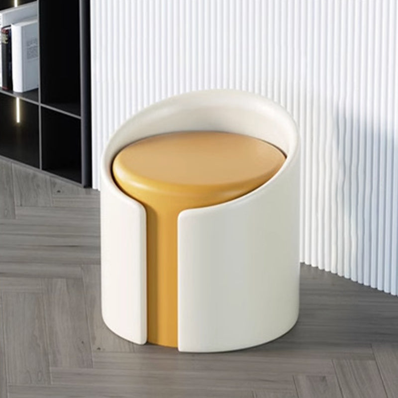 Modern Minimalist Leather Wood Sponge Round Cylinder Footstool Backrest Armless For Entryways