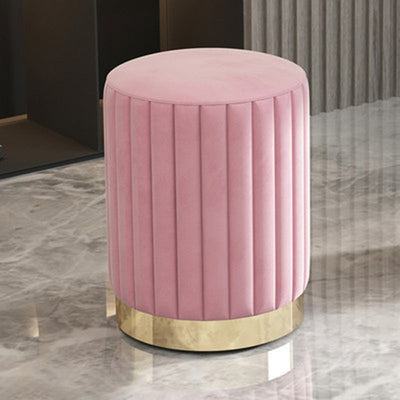 Modern Minimalist Round Velvet Top Metal Base Vanity Stool For Bedroom