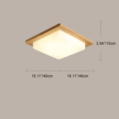 Contemporary Nordic Wood Acrylic Plum Shape LED Flush Mount Ceiling Light For Living Room