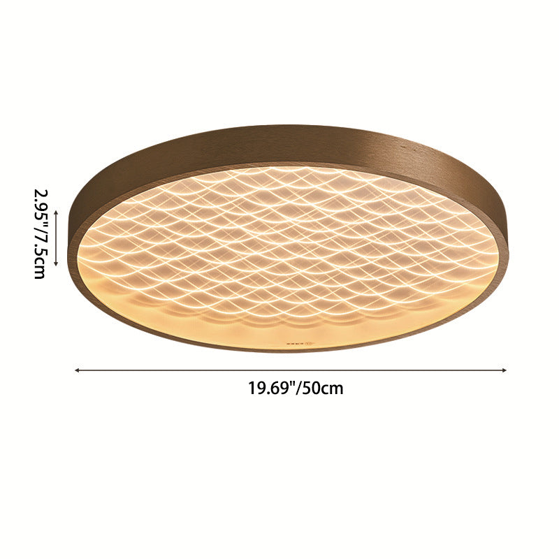 Contemporary Luxury Round Ripple Aluminum Acrylic LED Flush Mount Ceiling Light For Bedroom