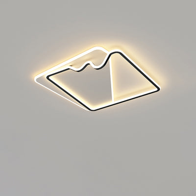 Modern Minimalist Square Line Iron Aluminium Acrylic LED Flush Mount Ceiling Light For Bedroom