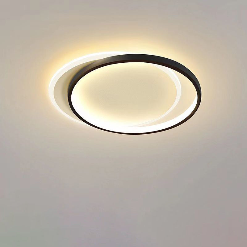 Modern Minimalist Two Round Aluminum Iron Acrylic Silicone LED Flush Mount Ceiling Light For Bedroom