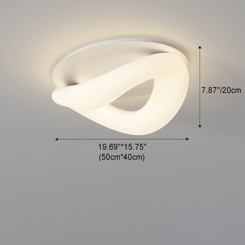 Modern Minimalist PE Wave Ring Hardware LED Flush Mount Ceiling Light For Bedroom