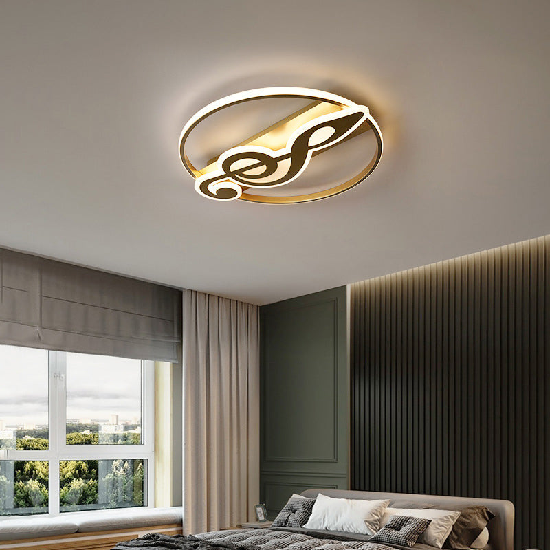 Modern Luxury Iron Acrylic Round Crown Heart Star Mountain LED Flush Mount Ceiling Light For Bedroom