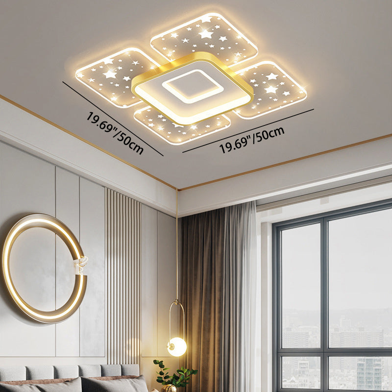 Contemporary Nordic Square Rectangular Acrylic LED Flush Mount Ceiling Light For Living Room