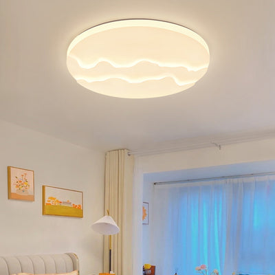 Modern Minimalist Wave Round Square Rectangle Acrylic LED Flush Mount Ceiling Light For Bedroom