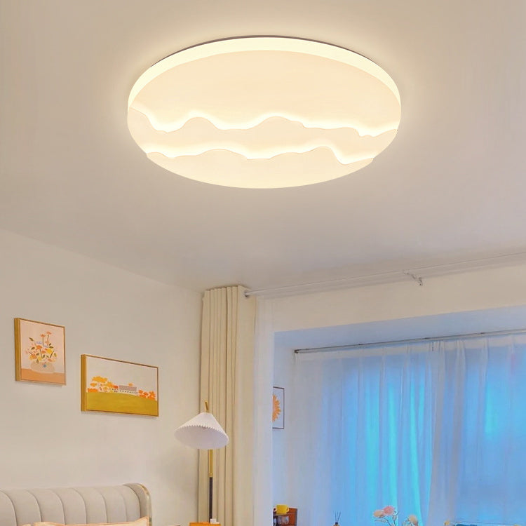 Modern Minimalist Wave Round Square Rectangle Acrylic LED Flush Mount Ceiling Light For Bedroom