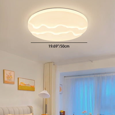 Modern Minimalist Wave Round Square Rectangle Acrylic LED Flush Mount Ceiling Light For Bedroom