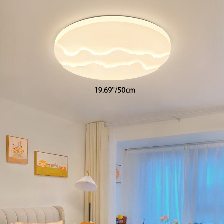 Modern Minimalist Wave Round Square Rectangle Acrylic LED Flush Mount Ceiling Light For Bedroom