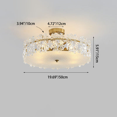 Contemporary Scandinavian Round Snowflake Iron Glass 5/6/8 Lights Semi-Flush Mount Ceiling Light For Bedroom