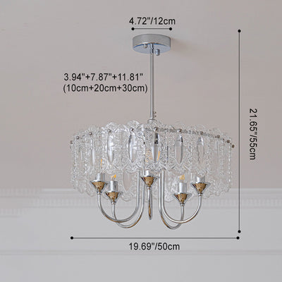 Tradiotional French Iron Glass Round Candlestick Holder 4/5/6 Light Chandeliers For Bedroom