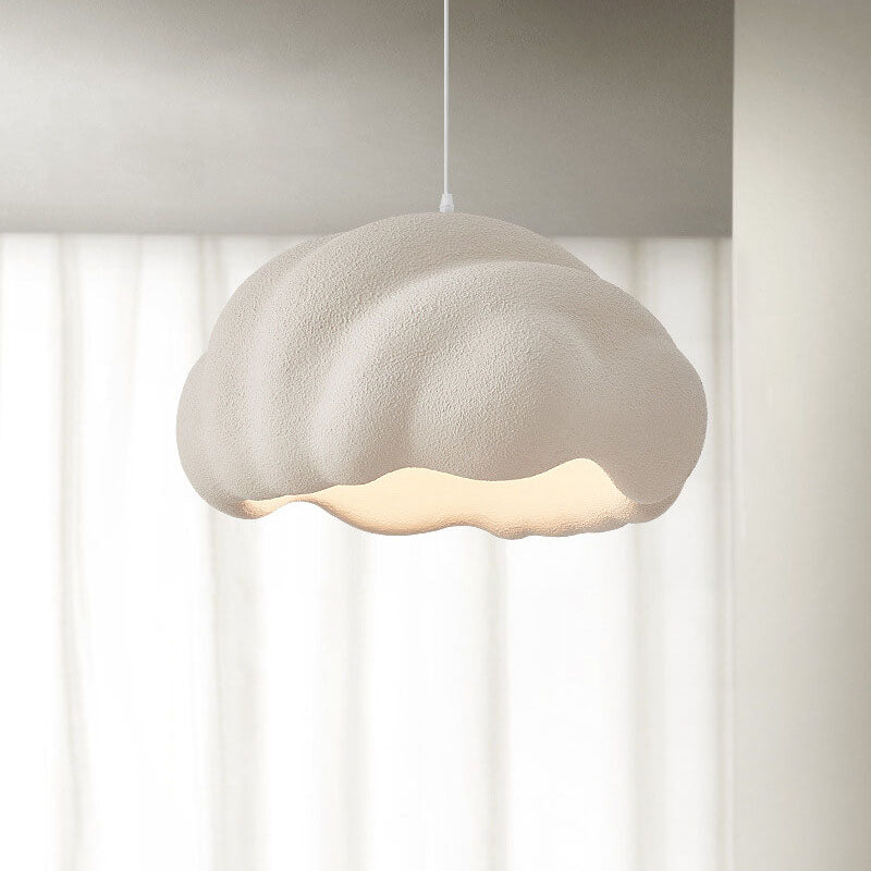 Lampe suspendue à 1 lumière en polystyrène de forme spéciale de style crème simple nordique 