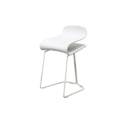 Contemporary Scandinavian ABS Steel Geometric Curved Bar Stool Backrest Footrest For Kitchen