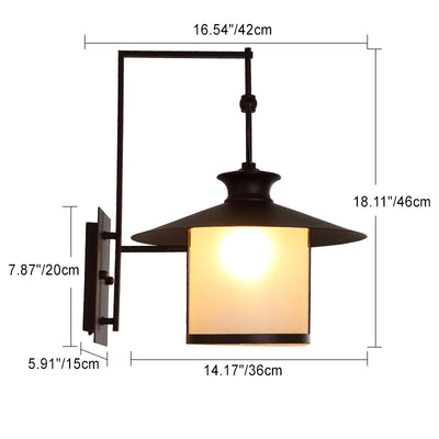 Contemporary Industrial Waterproof Metal Glass Conic Cylinder 1-Light Wall Sconce Lamp For Outdoor Patio