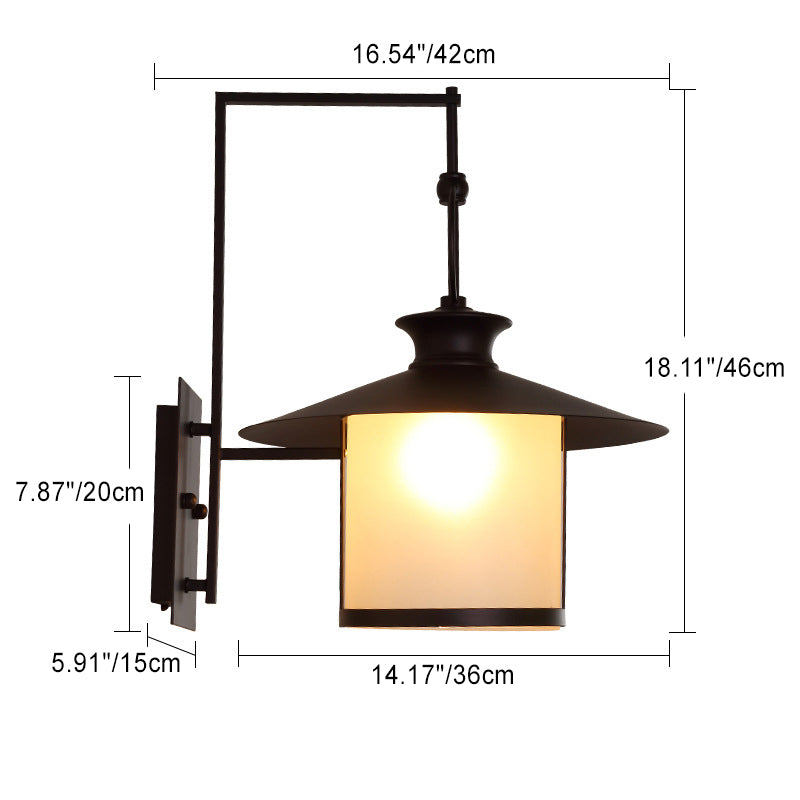 Contemporary Industrial Waterproof Metal Glass Conic Cylinder 1-Light Wall Sconce Lamp For Outdoor Patio