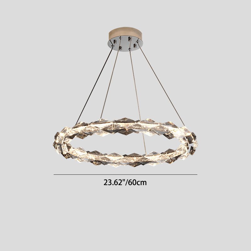 Modern Minimalist Round Crystal Iron LED Chandelier For Living Room