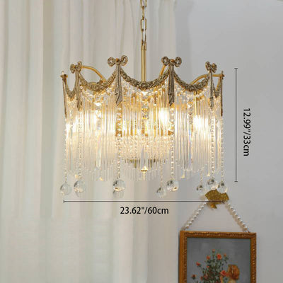 Contemporary Luxury Copper Bow Crystal Beads 6/7/9-Light Chandelier For Living Room