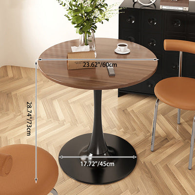 Modern Simplicity Round Imitation Wood Grain Carbon Steel Base End Table For Living Room