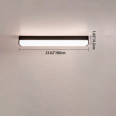 Modern Minimalist Long Rectangle Aluminum PC LED Flush Mount Ceiling Light For Outdoor Patio