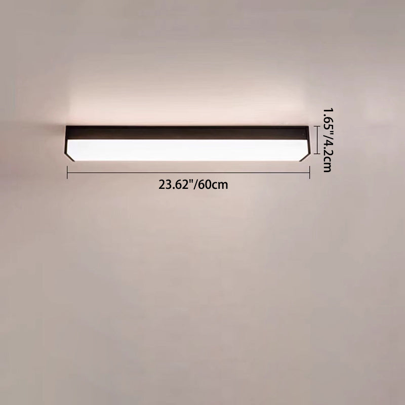 Modern Minimalist Long Rectangle Aluminum PC LED Flush Mount Ceiling Light For Outdoor Patio