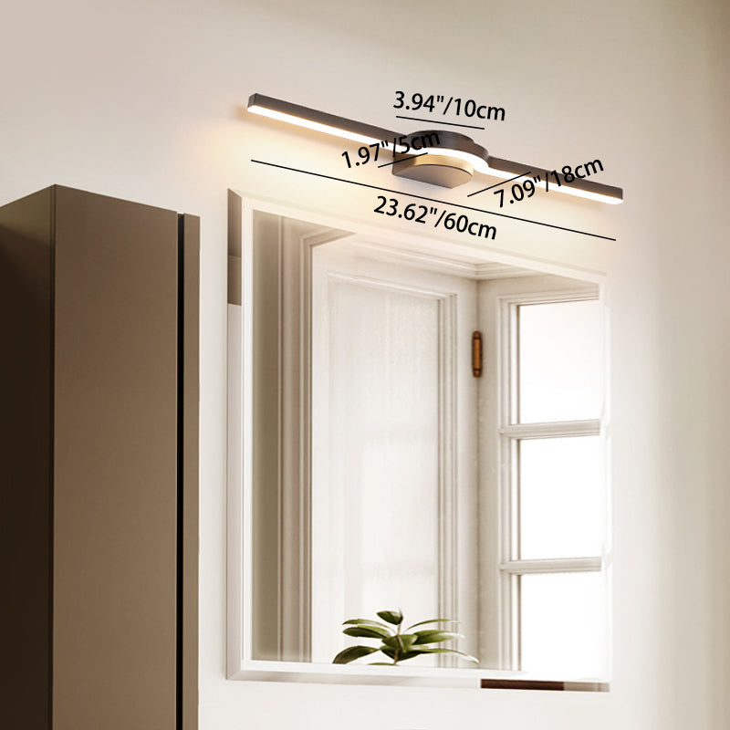 Modern Minimalist Long Rectangular Bent Half Round Base Iron Aluminum Acrylic LED Vanity Light Mirror Front Wall Sconce Lamp For Bathroom