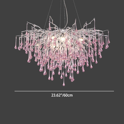 Modern Luxury Crystal Glass Aluminum Branch Water Drop 6/8/10/14 Chandeliers For Dining Room