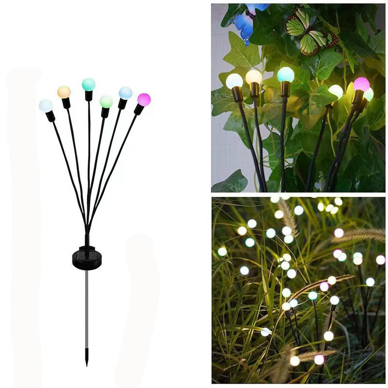 Contemporary Creative Waterproof Solar Multi Head Flowery Small Orb Plastic LED Outdoor Light For Garden