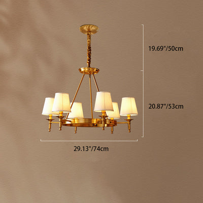 Modern Luxury Round Candelabra Copper Fabric 5/6/8/10 Light Chandelier For Living Room